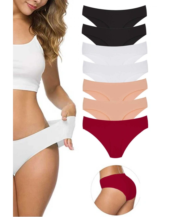 7 Adet Kadın Dikişsiz Lazer Kesim Esnek İz yapmayan Külot S11