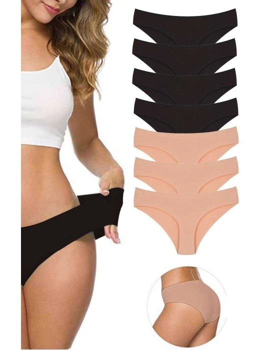 7 Adet Kadın Dikişsiz Lazer Kesim Esnek İz yapmayan Külot S2