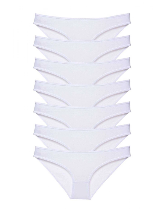 7 adet Süper Eko Set Likralı Kadın Slip Külot Beyaz