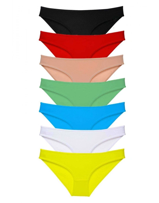 7 adet Süper Eko Set Likralı Kadın Slip Külot Çok Renkli