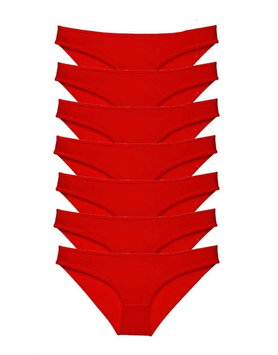 7 adet Süper Eko Set Likralı Kadın Slip Külot Kırmızı