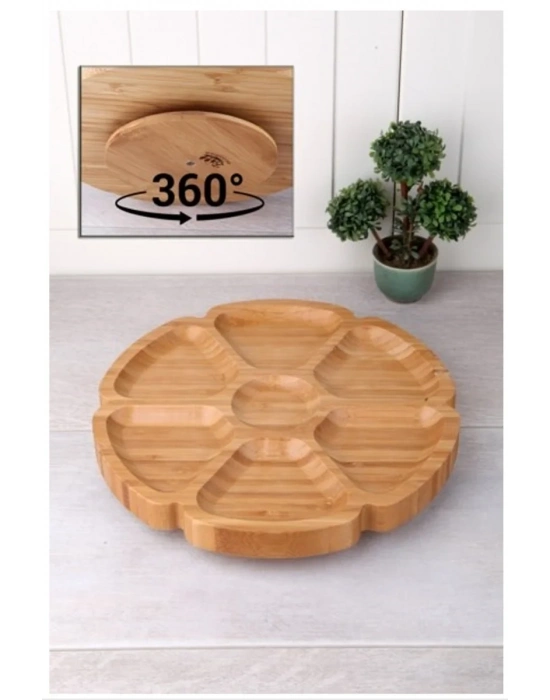 7 Bölmeli 25 Cm Dönerli Bambu Sunum Royaleks-BLS DS7-2525