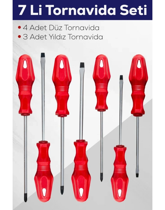 7li Tornavida Seti (4 Adet Düz Tornavida 3 Adet Yıldız Tornavida)