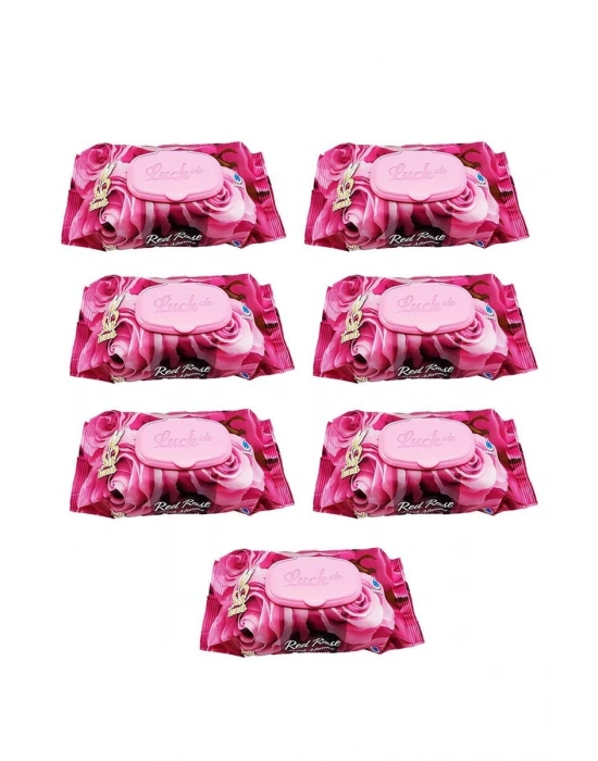 7 Paket Red Rose Islak Havlu Mendil 90 Adet Kapaklı Gül Kokulu