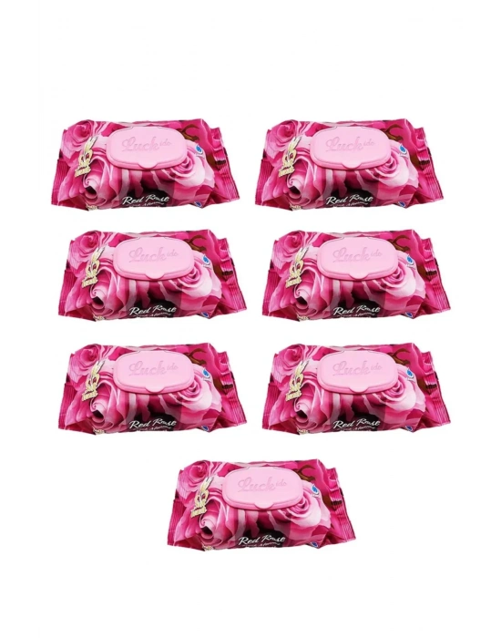 7 Paket Red Rose Islak Havlu Mendil 90 Adet Kapaklı Gül Kokulu