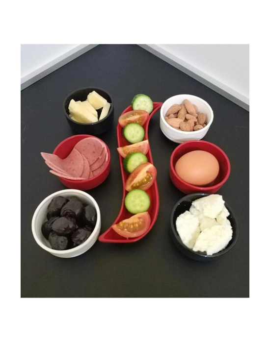 7 Parça Kahvaltı Seti Sosluk İftariyelik Çerezlik Kırılmaz Melamin Çap 7 cm