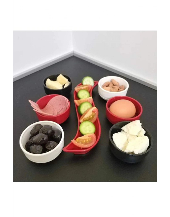 7 Parça Kahvaltı Seti Sosluk İftariyelik Çerezlik Kırılmaz Melamin Çap 7 cm