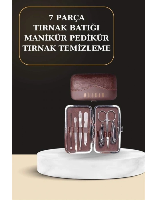 7 Parça Manikür Pedikür Seti El Ayak Bakımı Çantalı Paslanmaz Çelik