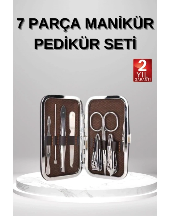 7 Parça Manikür Pedikür Seti El Ayak Bakımı Çantalı Paslanmaz Çelik