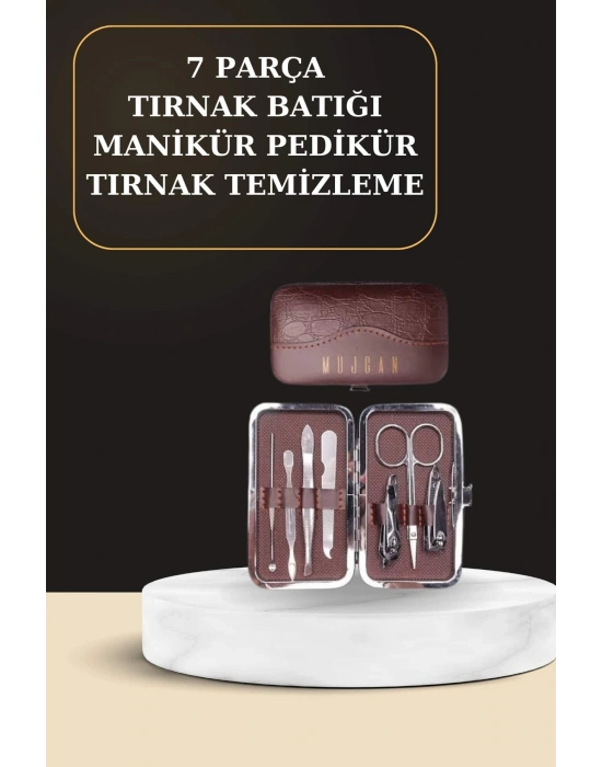 7 Parça Manikür Pedikür Seti El Ayak Bakımı Çantalı Paslanmaz Çelik