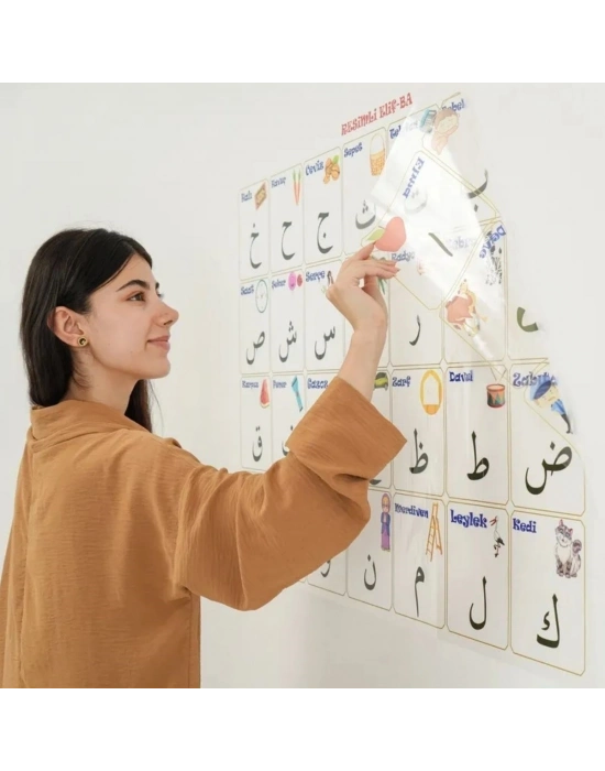 ®  70x100 cm Statik Kağıt Elif-Ba Öğrenme Tahtası