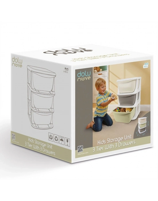 7130 3 Katlı 3 Çekmeceli Saklama Ünitesi -Dolu Oyuncak