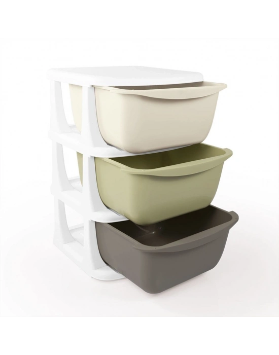 7130 3 Katlı 3 Çekmeceli Saklama Ünitesi -Dolu Oyuncak