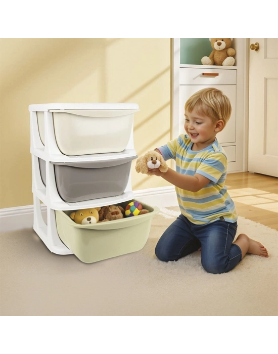 7130 3 Katlı 3 Çekmeceli Saklama Ünitesi -Dolu Oyuncak