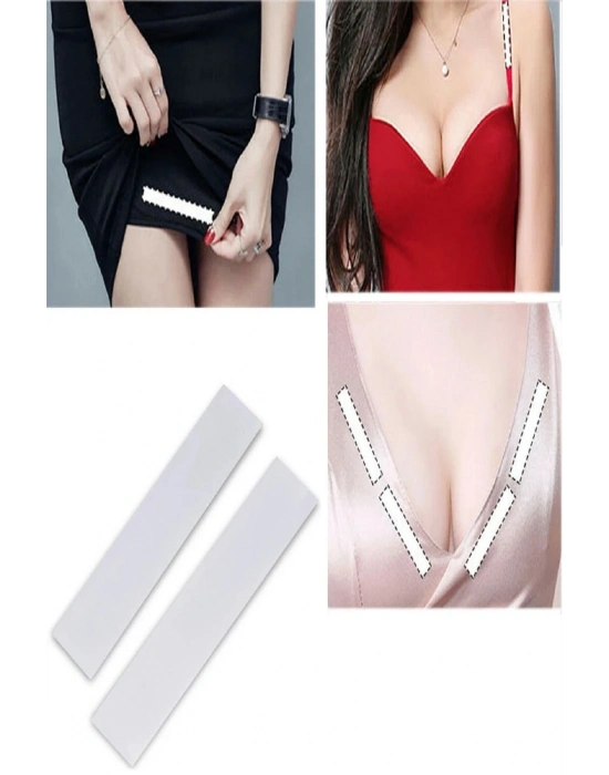 72 Adet Çift Taraflı Transparan Dekolte Kapatıcı Yapışkan  Paça Boyu Düzeltici -askılı Elbise Bandı