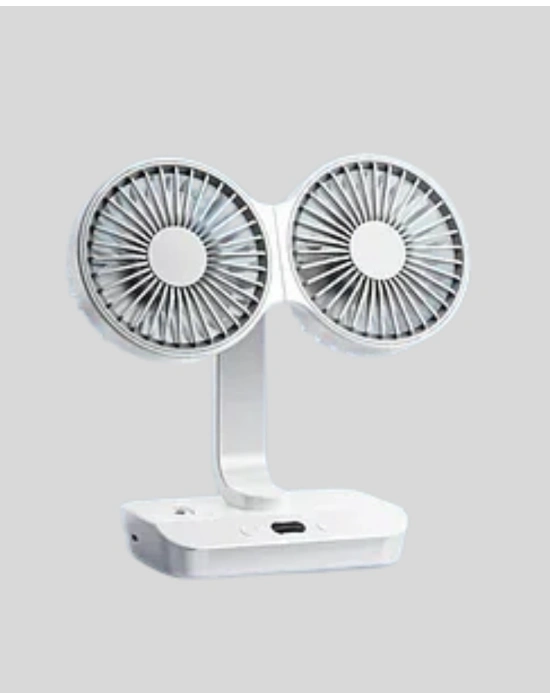 720° Döner Çift Taraflı Masaüstü Vantilatör – USB Şarjlı Sessiz Fan