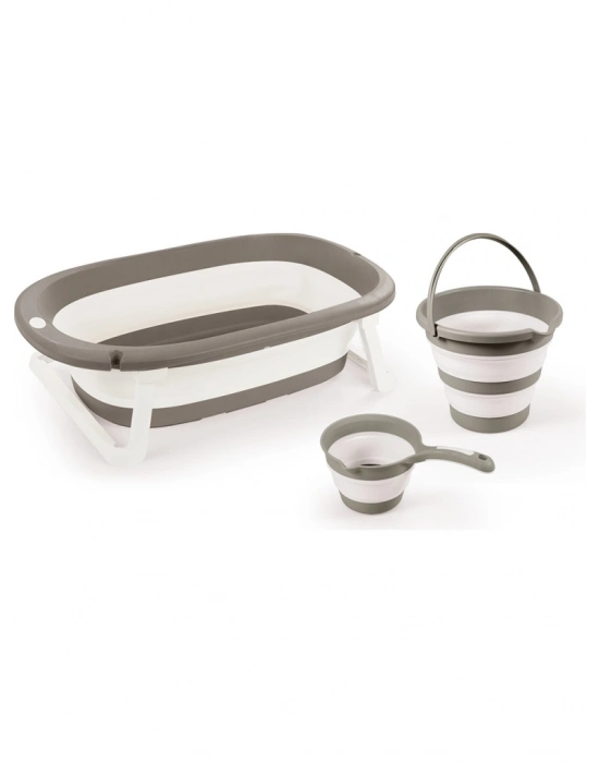 7273 KATLANABİLİR ÜÇLÜ BEBEK BANYO SETİ STONE GRİ