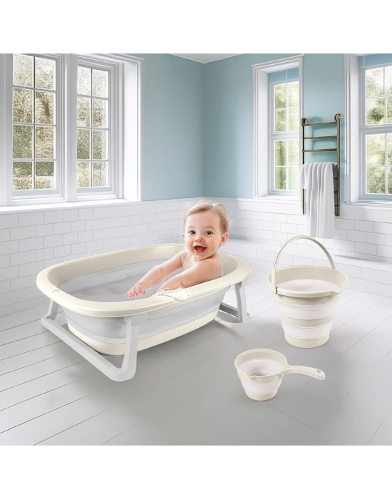 7273 KATLANABİLİR ÜÇLÜ BEBEK BANYO SETİ STONE GRİ