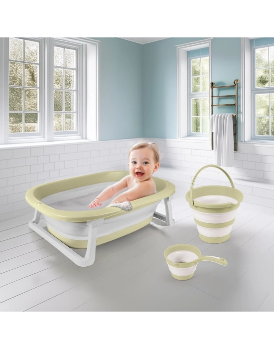 7273 KATLANABİLİR ÜÇLÜ BEBEK BANYO SETİ STONE GRİ