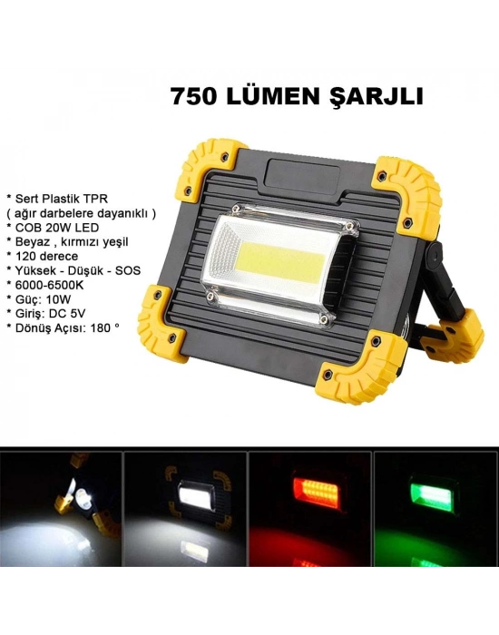 750 Lümen Powerbank Şarjlı Işıldak Wt-330