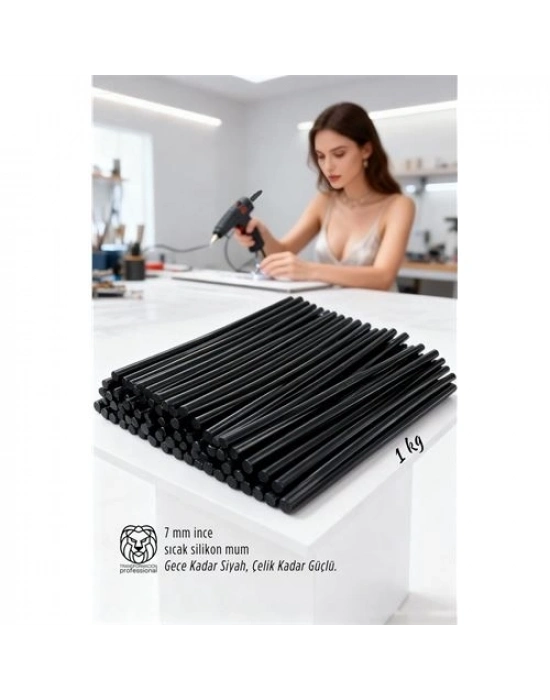 ® 7mm Profesyonel Seri Ultra Güçlü İnce Siyah Sıcak Silikon 1 Kg