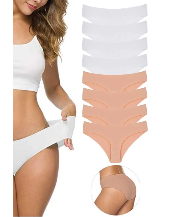 8 Adet Kadın Dikişsiz Lazer Kesim Esnek İz yapmayan Külot S3