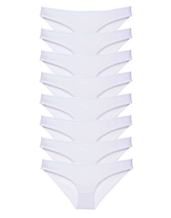 8 adet Süper Eko Set Likralı Kadın Slip Külot Beyaz