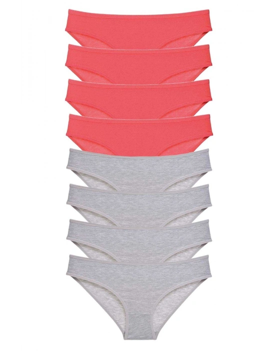 8 adet Süper Eko Set Likralı Kadın Slip Külot Fuşya Gri