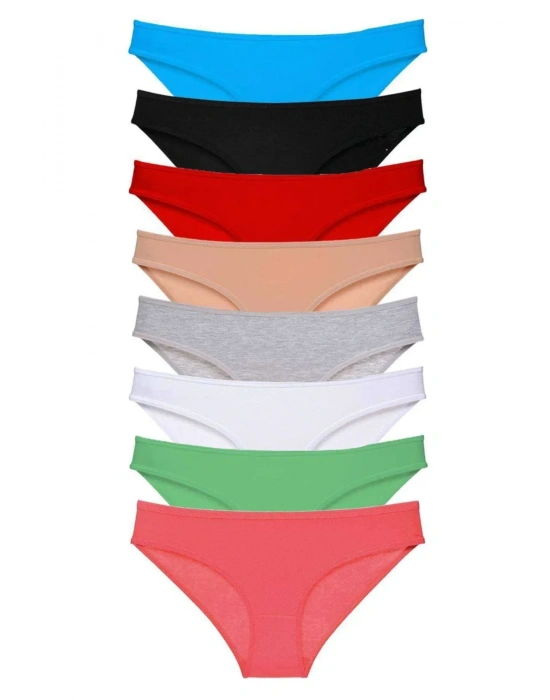 8 adet Süper Eko Set Likralı Kadın Slip Külot Set 3