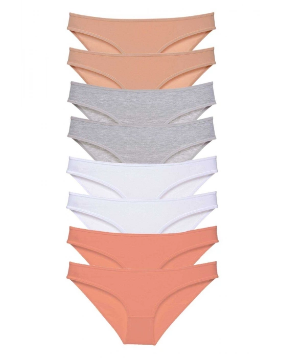 8 adet Süper Eko Set Likralı Kadın Slip Külot Ten Gri Beyaz Pudra