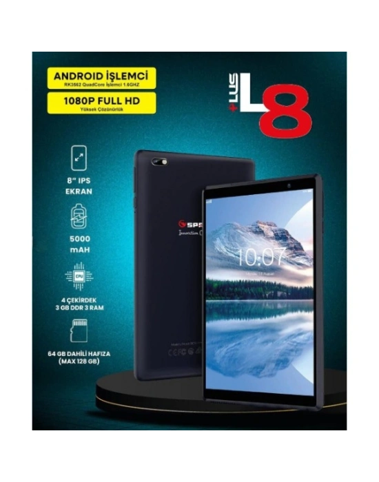 8" IPS Ekran 4 Çekirdek 3GB/64GB Tablet Pc