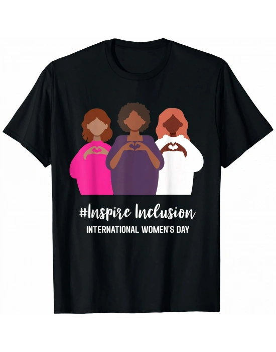 8 Mart Dünya  lar Günü İçin Özel Baskılı T-shirt - Siyah -