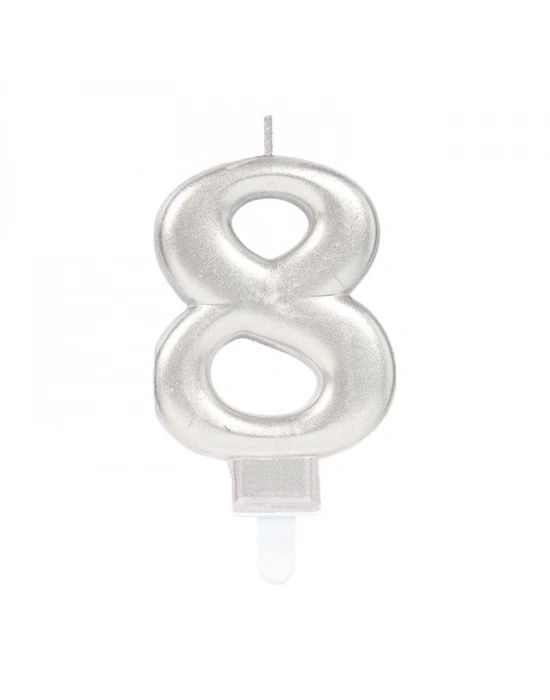 8 Rakam Mum Gümüş Renk