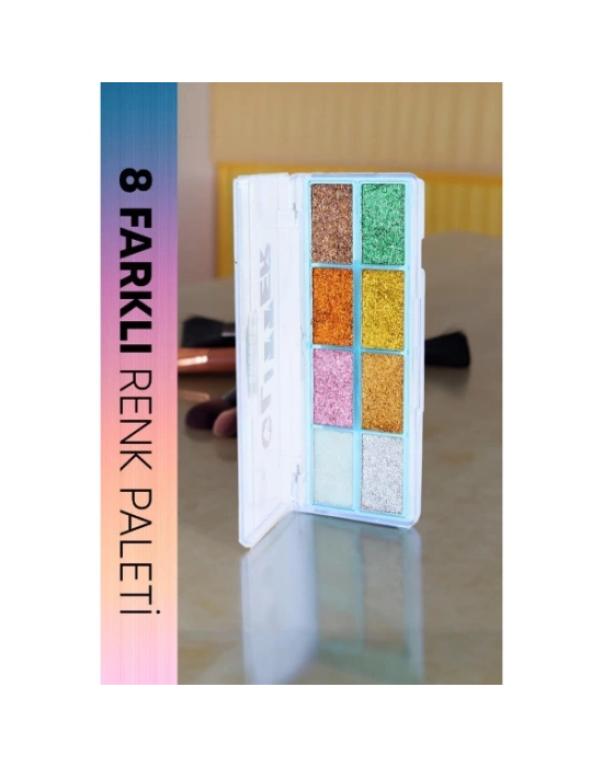 8 Renk Yaz Glitter Far Paleti - 2li Set