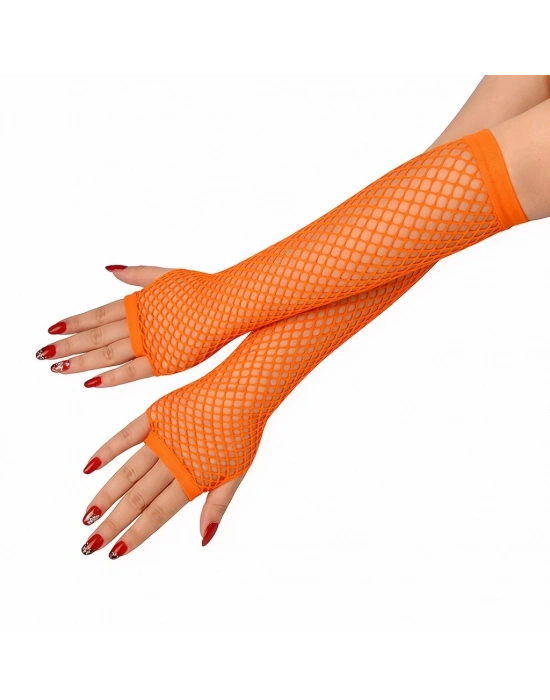 80’ler 90’lar Retro Turuncu File Parmaksız Eldiven 26 cm