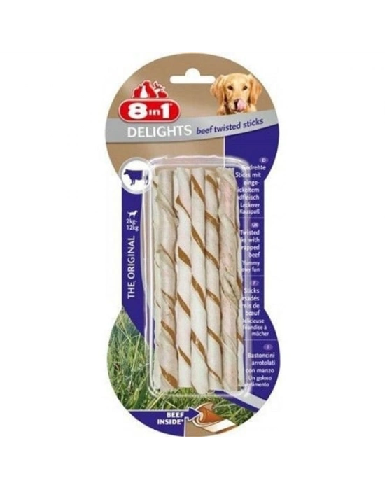 8in1 Delights Twisted Biftekli Burgu Köpek Kemik Ödülü 1 Adet 10x55 Gr