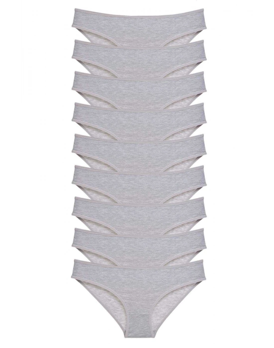 9 adet Süper Eko Set Likralı Kadın Slip Külot Gri