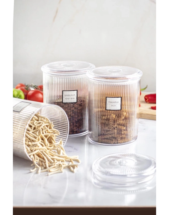 9lu Barok Yuvarlak Büyük Kavanoz Seti & Saklama Kabı & Erzak Kabı (9*2000 ML)