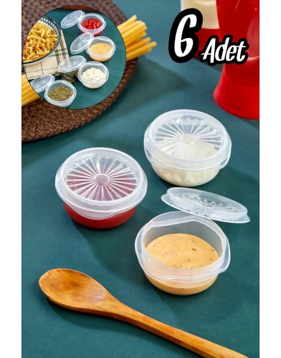 9 Lu Yelpaze Kapaklı Şeffaf Mini Sosluk - Ketçap Mayonez Kabı- Kahve Yanı Şeker Lokumluk