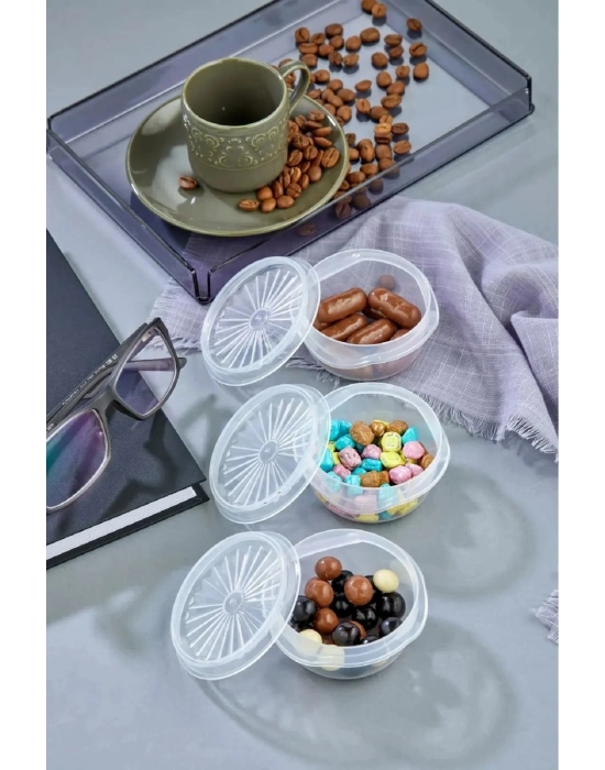 9 Lu Yelpaze Kapaklı Şeffaf Mini Sosluk - Ketçap Mayonez Kabı- Kahve Yanı Şeker Lokumluk