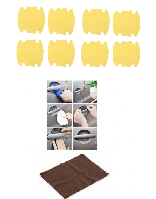 9lu Set Araba Kapı Kolu Koruyucu Çizilme Önleyici Şeffaf Sticker Film Koruma Seti