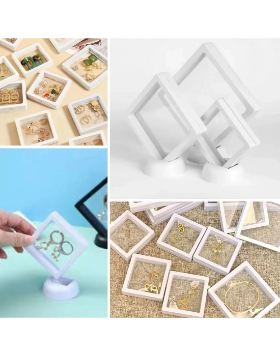 ®  9x9 cm Standlı 3D Takı Ziynet Hatıra Koleksiyon Saklama Kutusu Şeffaf Film Çerçevesi