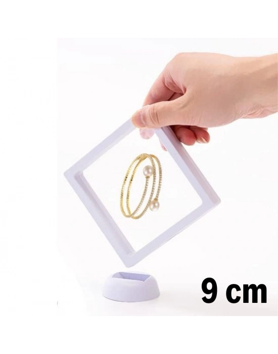 ®  9x9 cm Standlı 3D Takı Ziynet Hatıra Koleksiyon Saklama Kutusu Şeffaf Film Çerçevesi