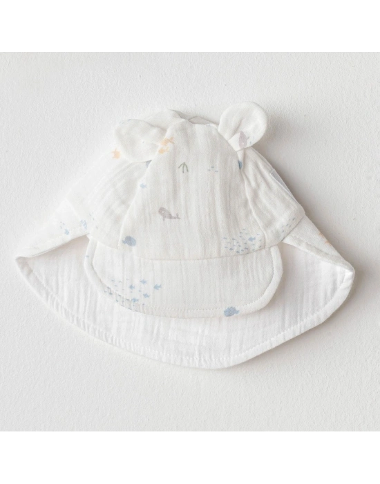 AC25618 Ocean İs My Happy Place Müslin Şapka White