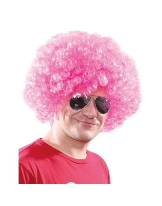 Açık Pembe Renk Kıvırcık Afro Bonus Peruk