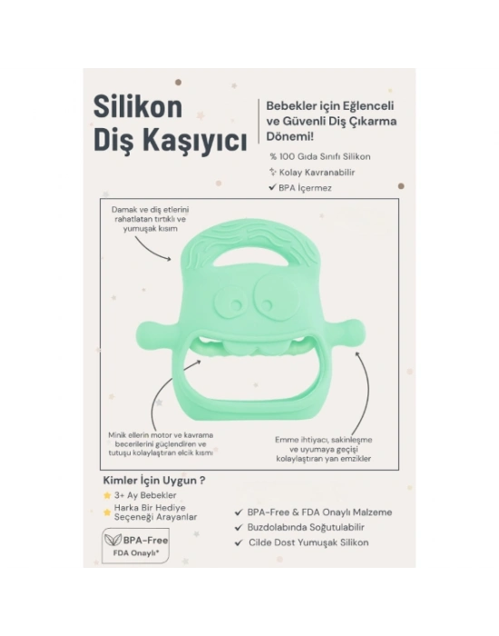 Açık Yeşil Bebek Silikon Diş Kaşıyıcı