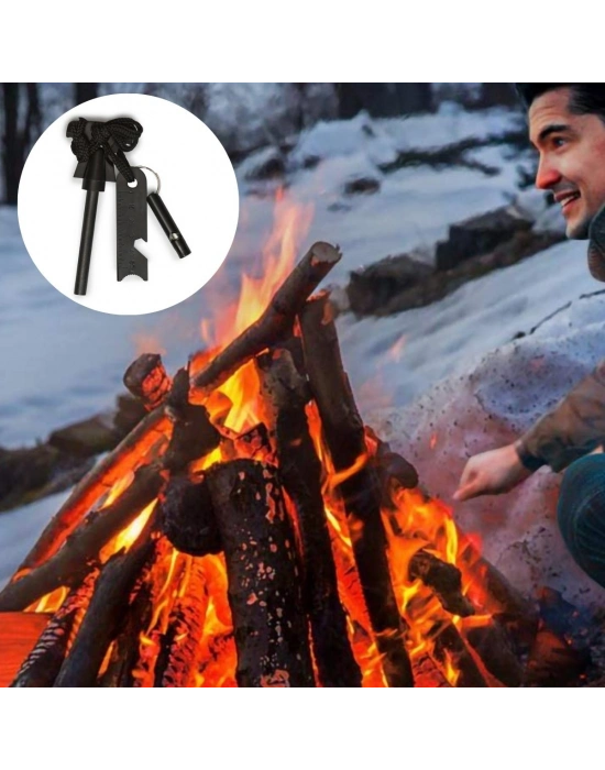 ®  Acil Durum Magnezyum Çubuk Çakmaktaşı Hayatta Kalma Ateş Başlatıcı Çakmak Kiti Düdük Hediyel