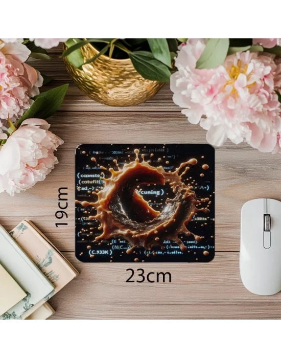 Açılı Parçacıklı Kod Temalı Mouse Pad - 19x23 cm 2 mm Dikdörtgen İthal Baskılı Mouse Pad