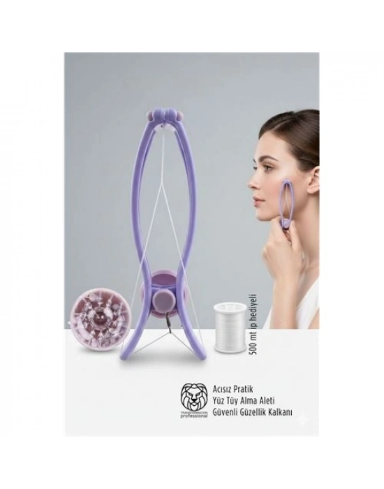 ® Acısız Pratik Yüz Tüy Alma Aleti & 500 metre yedek İpli Epilasyon Yayı Pürüzsüz Dokunuş