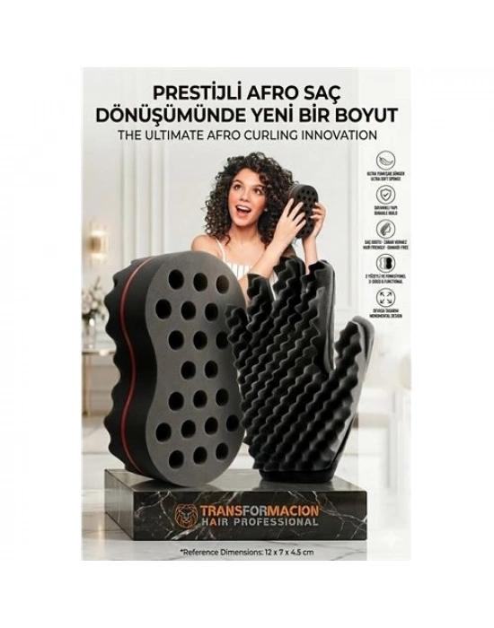 Afro Bukle Süngeri & Eldiven Seti | Profesyonel Saç Şekillendirici 723014